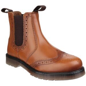 Amblers Mens Dalby Pull On Brogue Boots / Tan